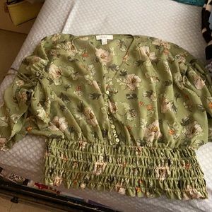 Floral sheer blouse with stretchy waist band